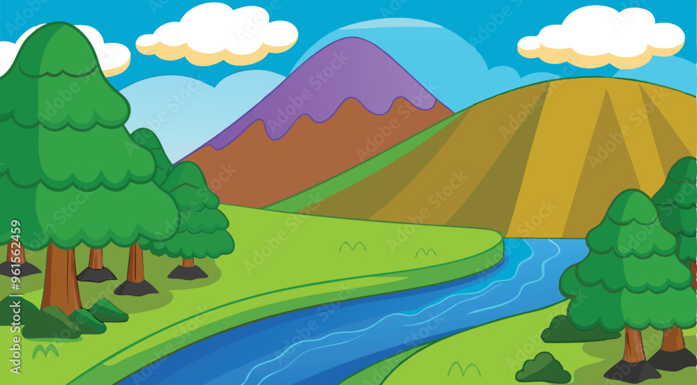 Obraz premium Landscape cartoon illustration