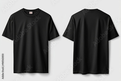 Black Tshirt Mockup Front and Back Isolated created with Generative AI