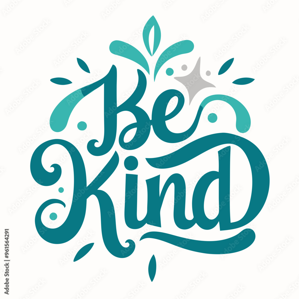 Be Kind typography silhouette vector art with typography ornament on white background Be Kind typography silhouette vector art with typography ornament on white background
