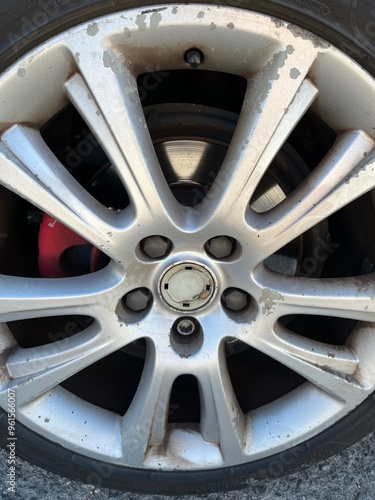 Car rim that has some damage, e.g. from hitting curbs