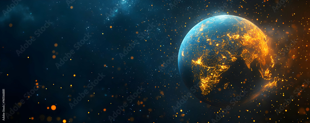 Planet Earth 3D Illustration - City Lights from Space Planet Earth 3D Illustration - City Lights from Space