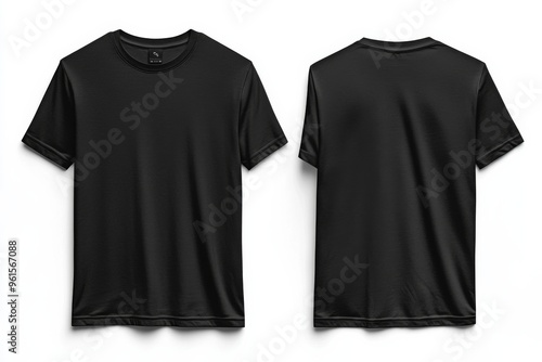 Black Tshirt Mockup Front and Back Isolated created with Generative AI