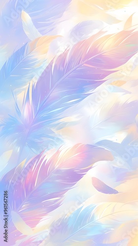 Dreamy Colorful Rainbow Pastel Feathers Background Wallpaper
