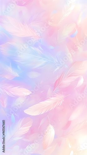 Dreamy Colorful Rainbow Pastel Feathers Background Wallpaper