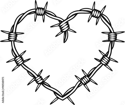 Barbed Wire Heart Vector Illustration