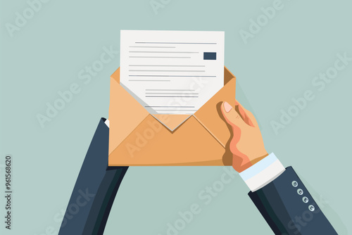 Employer Holding Recommendation Letter in Envelope, Assessing Work Quality and Experience for Job Application