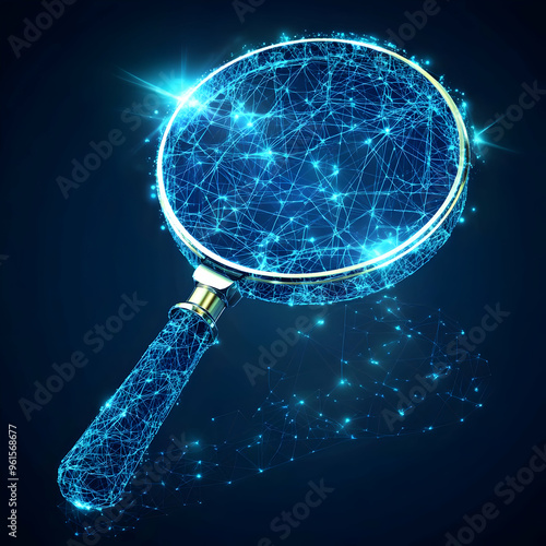 Abstract Magnifying Glass Illustration - Digital Network Search