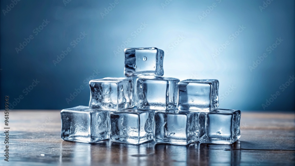 A stack of ice cubes on a table with another stack on top A stack of ice cubes on a table with another stack on top