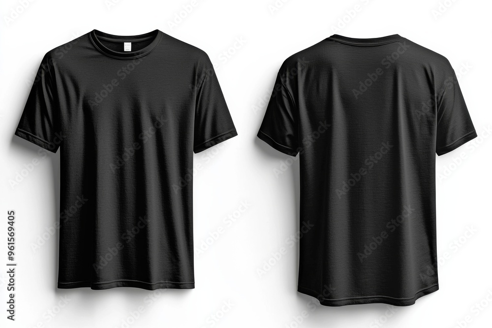 Black Tshirt Mockup Front and Back Isolated created with Generative AI Black Tshirt Mockup Front and Back Isolated created with Generative AI