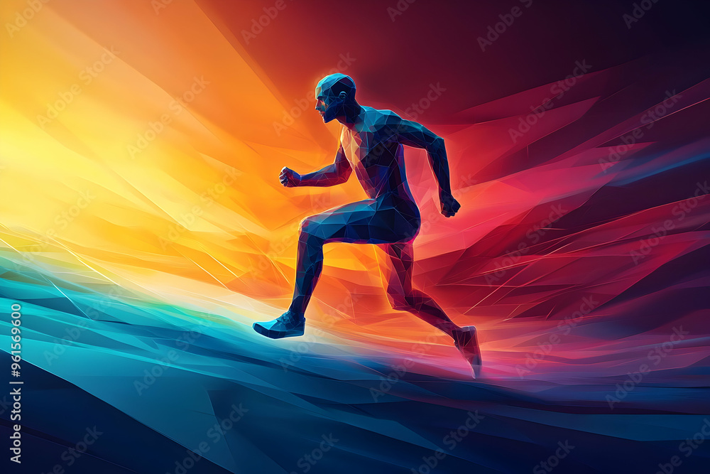 Abstract Illustration of a Geometric Runner in Motion Abstract Illustration of a Geometric Runner in Motion