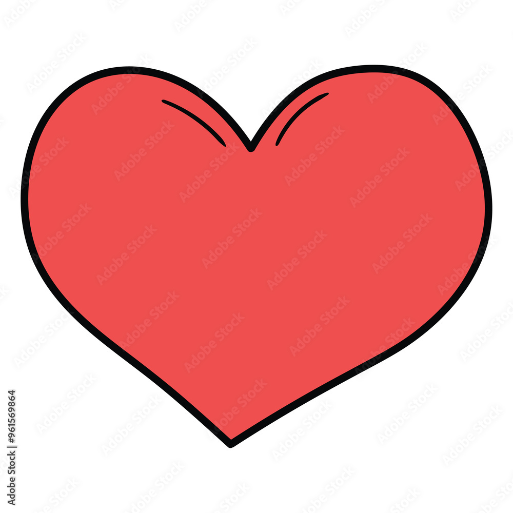 Hand drawn cartoon red heart on white background. Hand drawn cartoon red heart on white background.