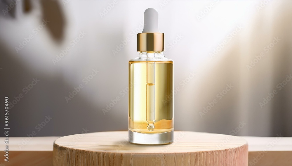 A close-up of a glass dropper bottle filled with golden oil, elegantly displayed on a wooden surface, set against a soft blurred background. A close-up of a glass dropper bottle filled with golden oil, elegantly displayed on a wooden surface, set against a soft blurred background.