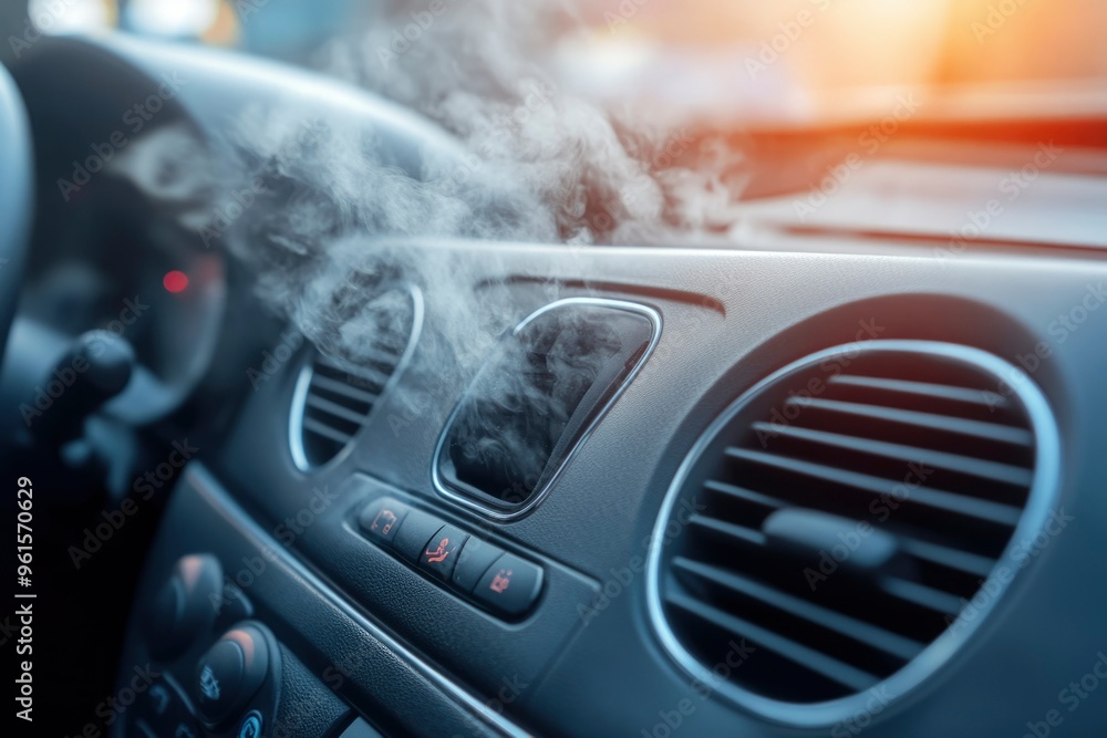 Fototapeta premium Smoke Emitting from Car Air Vent