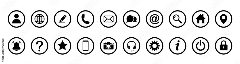 Web icon set. Home, location, call, at, email, address, globe, chat, message, mail, telephone, information, support, search, website, icon. Contact and web icons set. Website set icon vector. Web icon set. Home, location, call, at, email, address, globe, chat, message, mail, telephone, information, support, search, website, icon. Contact and web icons set. Website set icon vector.