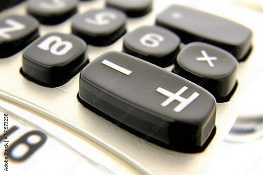 Close-up of a Calculator with Plus and Minus Keys Close-up of a Calculator with Plus and Minus Keys