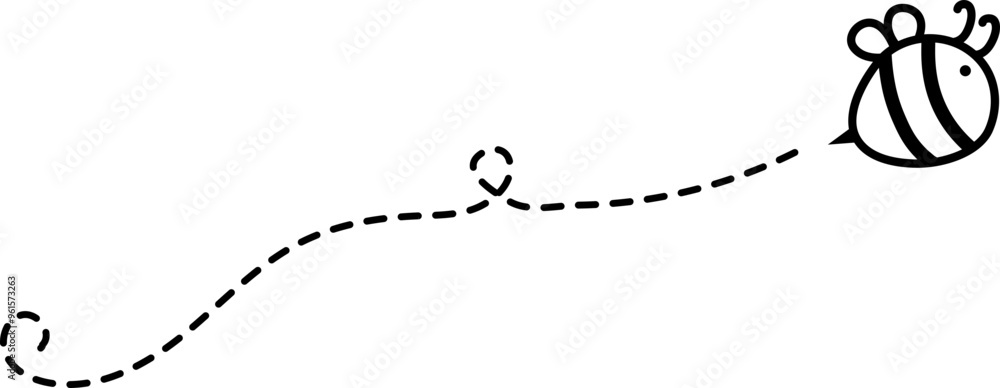 Flying Bee with Dotted Lines Flying Bee with Dotted Lines