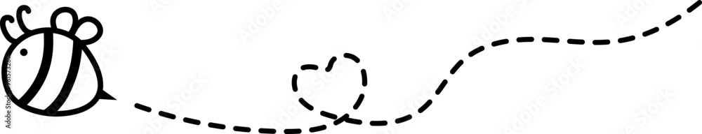 Flying Bee with Dotted Lines Flying Bee with Dotted Lines