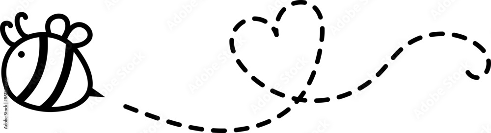 Flying Bee with Dotted Lines Flying Bee with Dotted Lines