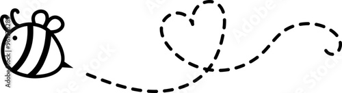 Flying Bee with Dotted Lines