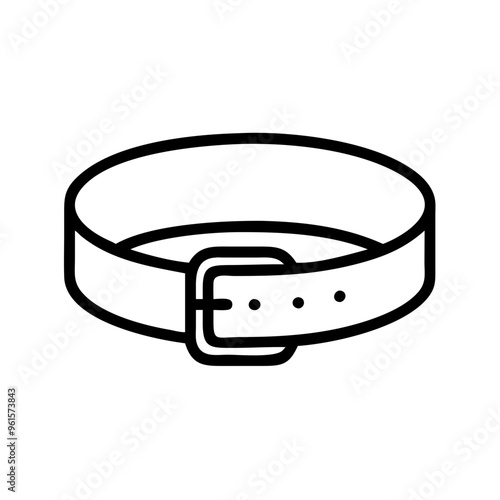 Black and White Icon of a Belt with a Buckle, Minimalist Design with Copy Space