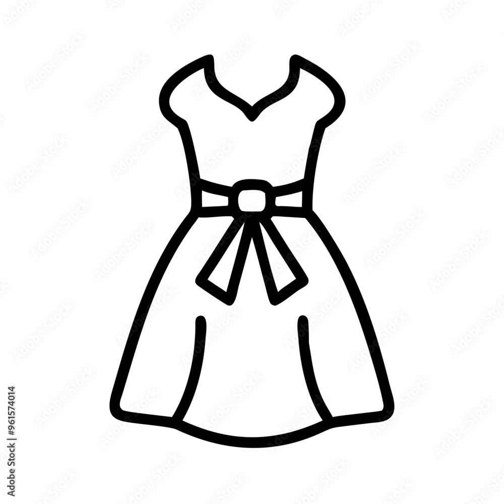 Black and White Icon of a Dress, Minimalist Design with Copy Space Black and White Icon of a Dress, Minimalist Design with Copy Space