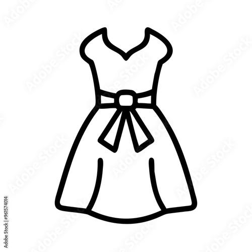 Black and White Icon of a Dress, Minimalist Design with Copy Space