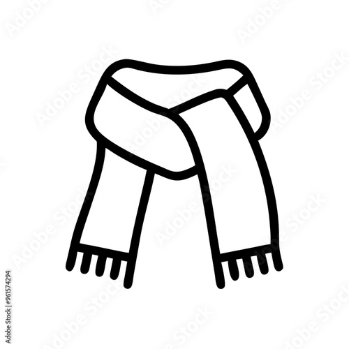 Black and White Icon of a Scarf, Minimalist Design with Copy Space