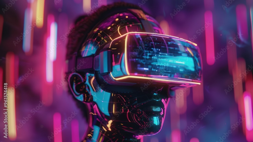 Futuristic VR Experience with Neon Lights. Futuristic VR Experience with Neon Lights.