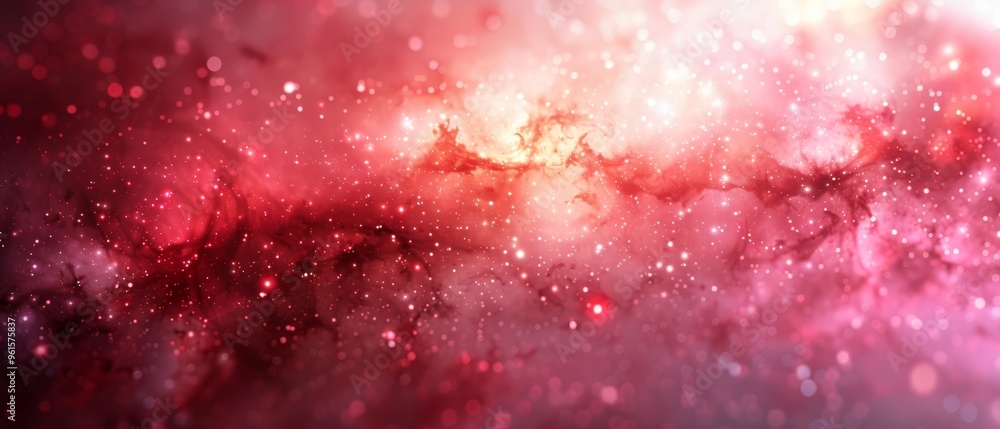 Fototapeta premium A crisp image of a red-and-white expanse teeming with stars, featuring a distinct red-and-white object at its center