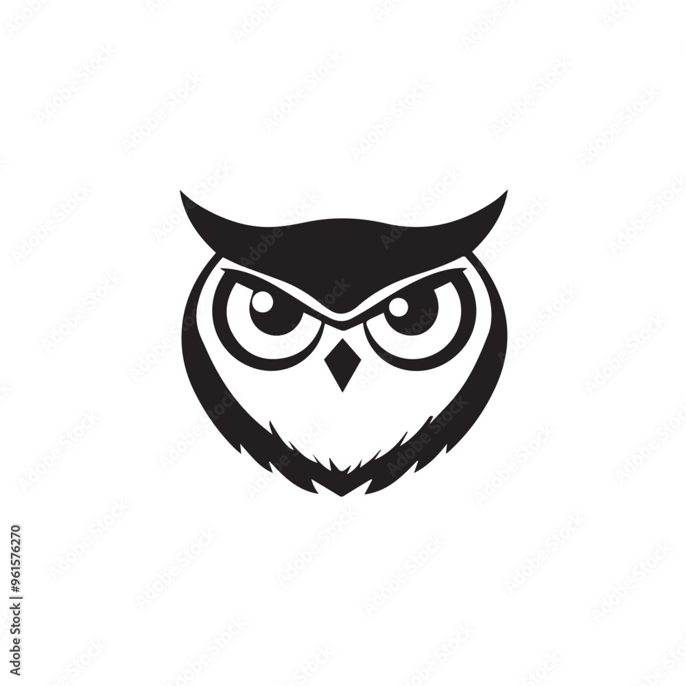 Fototapeta premium Owl in cartoon, doodle style . Image for t-shirt, web, mobile apps and ui. Isolated 2d vector illustration in logo, icon, sketch style, Eps 10, black and white. AI Generative