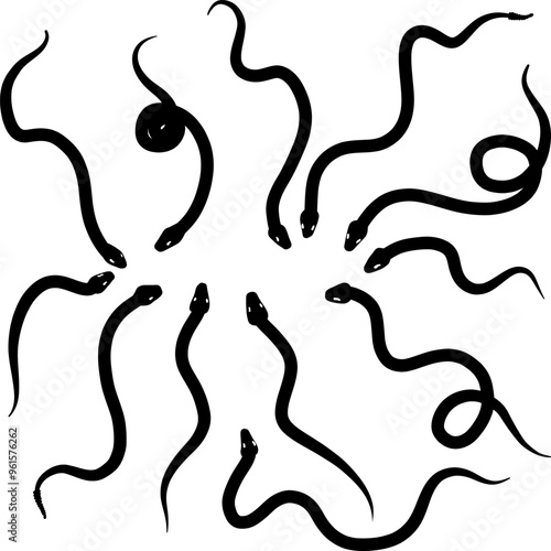 Snake silhouettes are the simplest. Vector illustration