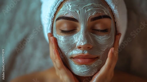 A woman with a facial mask enjoys a spa day, embracing the beauty of skincare treatments.