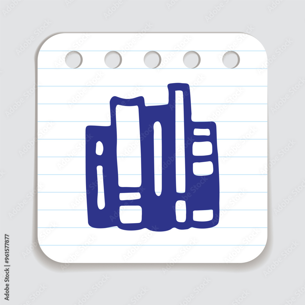 Doodle books shelf icon handdrawn with blue pen on a notepaper. Knowledge and education symbol Vector illustration Doodle books shelf icon handdrawn with blue pen on a notepaper. Knowledge and education symbol Vector illustration