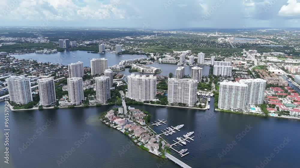 Aerial video over the view of Miami Beach, Miami, Florida, USA Aerial video over the view of Miami Beach, Miami, Florida, USA
