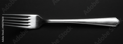 A modern salad fork is elegantly placed on a dark background, showcasing its design photo