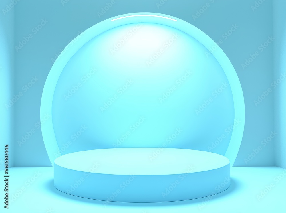 A geometric blue podium suitable for presentations, renderings, and illustrations in 3D A geometric blue podium suitable for presentations, renderings, and illustrations in 3D