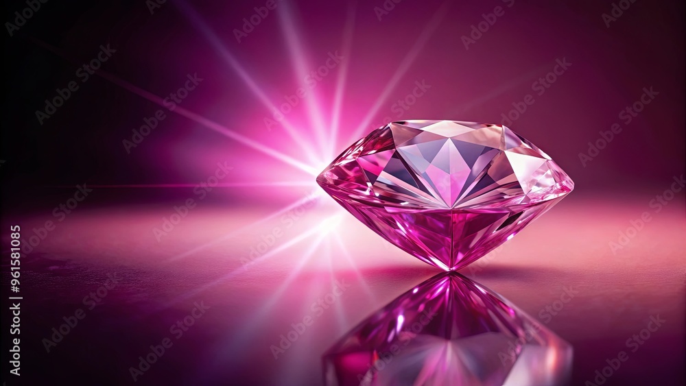 Pink diamond reflecting light on rosy surface Pink diamond reflecting light on rosy surface
