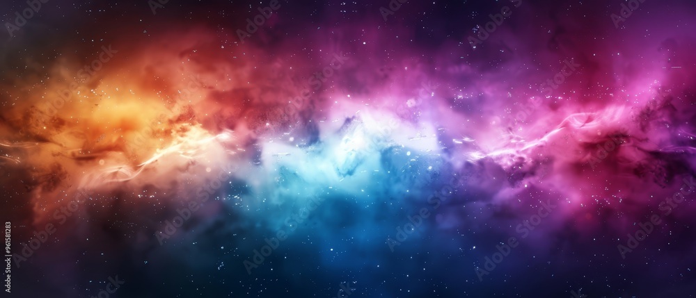 Naklejka premium A vibrant expanse teeming with countless stars, its center marked by a dense concentration in the star-studded sky