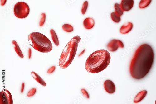 A medical-themed image of red blood cells floating in mid-air,