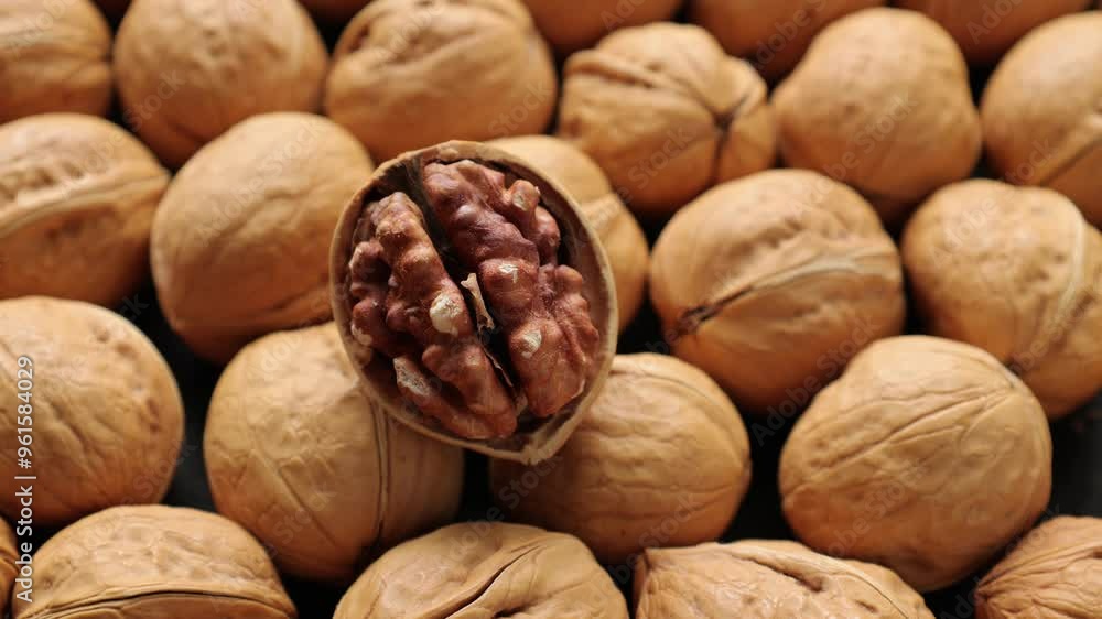 walnuts on a wooden table walnuts on a wooden table