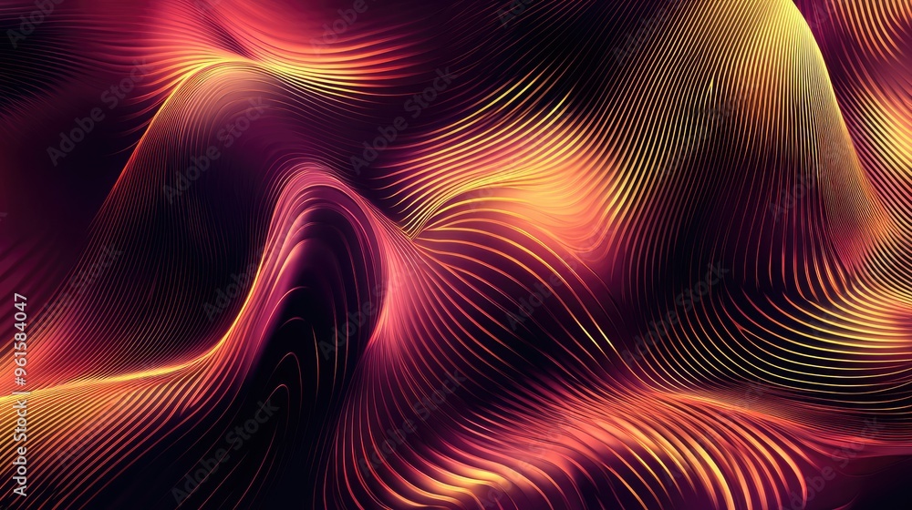 Obraz premium Abstract vector background with rich, flowing wavy lines in a luxurious color palette, creating an opulent and dynamic visual effect.