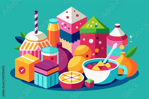 Colorful cup of soup filled with a variety of fruits and vegetables