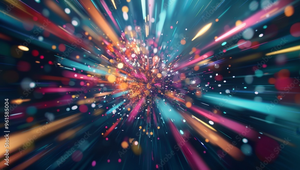 Obraz premium A colorful explosion of glitter and confetti with a heart in the middle by AI generated image