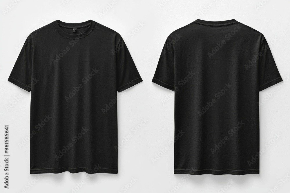 Black Tshirt Mockup Front and Back Isolated created with Generative AI Black Tshirt Mockup Front and Back Isolated created with Generative AI