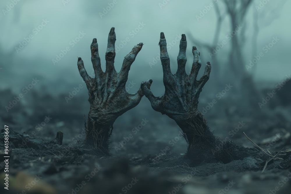Two Decaying Hands Reaching Up From The Ground Two Decaying Hands Reaching Up From The Ground