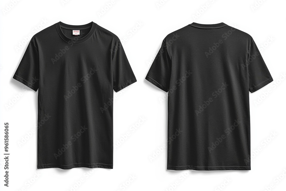 Black Tshirt Mockup Front and Back Isolated created with Generative AI Black Tshirt Mockup Front and Back Isolated created with Generative AI
