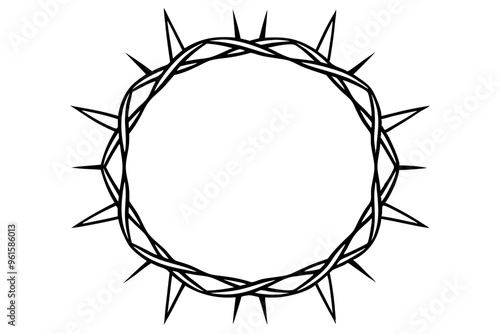 
black crown of thorns vector, Crown of thorns icon, Religion symbol vector illustration.
