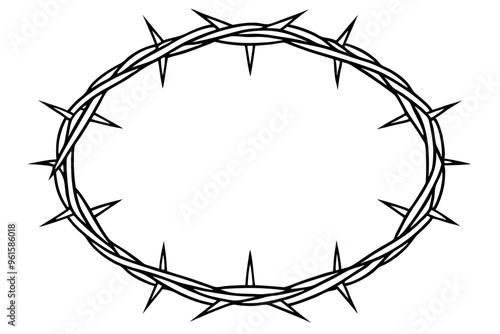 
black crown of thorns vector, Crown of thorns icon, Religion symbol vector illustration.
