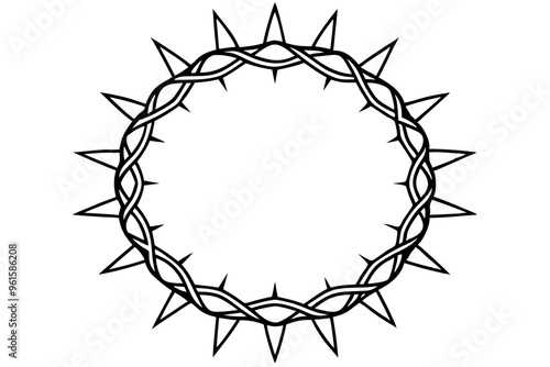 
black crown of thorns vector, Crown of thorns icon, Religion symbol vector illustration.
