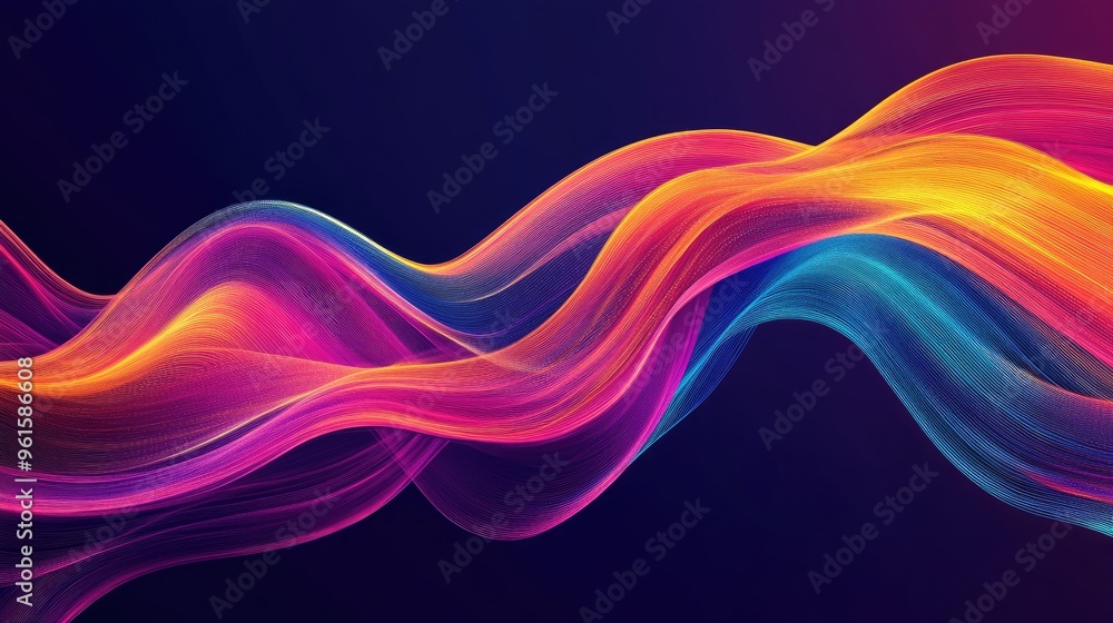 Contemporary wave design featuring smooth, dynamic lines and vibrant hues, ideal for creating engaging and modern visual content. Contemporary wave design featuring smooth, dynamic lines and vibrant hues, ideal for creating engaging and modern visual content.